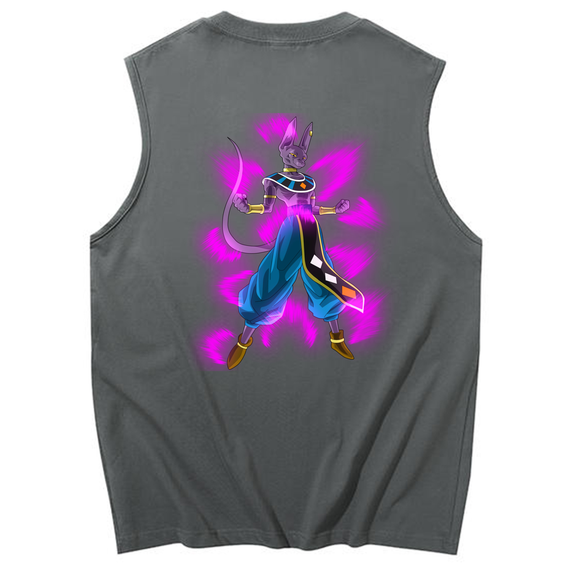 （画像用） ドラゴンボール ビルス 破壊神ビルス DRAGON BALL Beerus Birusu コットン100％タンクトップ（背面プリント）